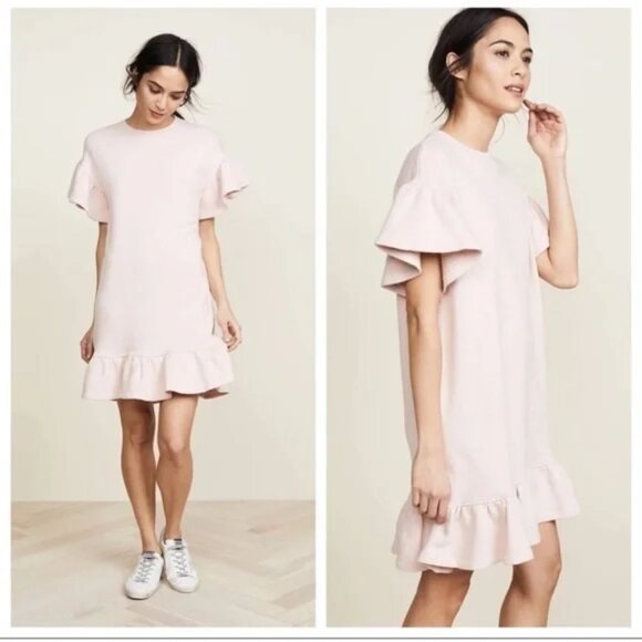 Ulla Johnson Tillie Ruffle Sweatshirt Dress Size Small Cotton Rose Pink Comfy - Picture 1 of 10